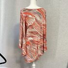 Nilsa Ramirez Tunic Mini Dress Womens Xs s Orange Boho Festival Art Asymmetrical