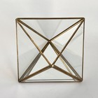 Gold Metal   Glass Faceted Terrarium With Mirror On Bottom Air Plant 7    Wide