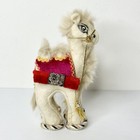 Kazakhstan Standing Camel Plush With Gold Fringe Embellishments Handmade    