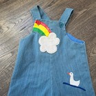 Vintage Heir Craft Baby Denim Overalls  Rainbow Duck Embroidered 12 Months