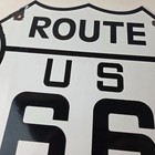 Vintage Us Route 66 Sign - Porcelain Highway State Road Marker Gas Pump Sign