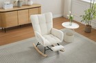 Modern Rocking Chair Fabric Rocker Glider Chair W-footrest  Storage Bag Beige