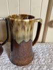 2  Vintage Stoneware Brown Cream Drip Glaze Coffee Mugs Or Beer Steins Mcm 6   