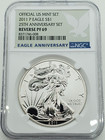 2011-p Reverse Proof American Silver Eagle 25th Anniv Us Mint Set Ngc Rev Pf69