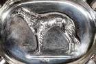 Beautiful Dog Embossed Antique Sterling Silver Ashtray Jewelry Catchall
