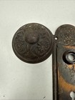 Antique Victorian Steel Door Knob Set Backplates Mortise Lock Copper Flash