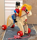 Vintage Wood Horse Pull String Rolling Toy