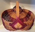 Vtg Signed Hand Woven Egg Gather Buttocks Basket God s Eye Farmhouse Primitive