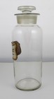 Antique 9 5  Glass Apothecary Jar  W  Stopper Troch sant Label Under Glass