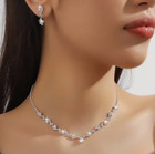 Elegant Rhinestone Necklace Earrings Silver Lustrous Crystals Exquisite 3pc Set