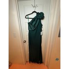 Nwt Betsy   Adam One Shoulder Floral Evening Gown Emerald Green Womens Size 10