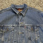Vintage Levis Denim Jacket Mens Large Blue Plaid Lined Trucker Usa Made 80s 90s