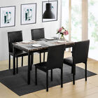 Modern Dining Set Kitchen Room Table Set  Dining Table   4 Faux Leather Chairs
