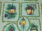 Vtg Christmas Wrapping Paper Light Lamp Candle Glow Holly Gift Wrap 2 Yards Nos