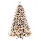 7ft Pre-lit Artificial Christmas Tree Snow Flocked With 450 Led Lights Remote