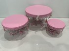Pink Bling Crystal Three Piece Cake Stand Tiered Cupcake Display Party Decor Set
