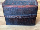 Burma Burmese Myanmar Hand Made Laquer Basket Closed 10  X 4    Open 10  X 7 