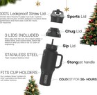 Coldest Tumbler With Handle And Straw  100  Leak Proof 36 Oz  Camouflage Flag