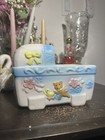Mcm Ceramic Bassinet Planter Vtg Cradle Crib