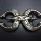 Old Navajo Sand Cast Sterling Silver Double Naja Belt Buckle 1930s - 1940s