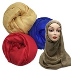 Women s Soft Scarves Wrap Plain Muslim Hijab Turban Headband Faux Silk Shawls