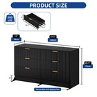 Black 6 Drawer Dressers With Fluted Panel Wide Versatile Up To 55 Inches Table