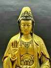 18  Tibetan Buddhism Bronze 24k Gold Guanyin Kwan-yin Bodhisattva Buddha Statue