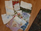 Lot Of 10 Vintage Hankies Prints   Embroidery Linen Hankerchefs