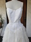 Vintage Strapless Sweetheart Wedding Dress Ruffle Skirt Basque Waist Lace 6 S m