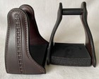 New Circle Y Leather Padded Trail Glide Stirrups walnut Brown matches Tucker