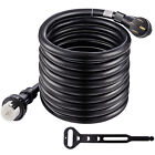 50 Amp 25ft Generator Cord   Power Inlet Box Combo Kit Stw 6 3 8 1 Awg 125 250v