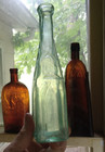 1860s Crude Square Cathedral Peppersauce Bottle Civil War Era Early Smooth Base