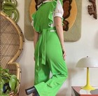 Vintage 70s  Rarebright Green Polka Dot  Jumpsuit