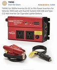 1000w Power Inverter 12v Dc To 110v Ac Car Truck Converter Usb 3 0a Charger