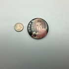 Margo Pinback Lady Holding Huge Cat 1980s Hair Button Pin Badge Vintage Unusual