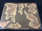 Vintage Tattoo Flash Sheet Hand Drawn Original Dragons Ed Hardy Designs