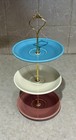 Fiesta Mini 3 Tier Serving Tray vintage tidbit Tray turquoise-ivory-rose