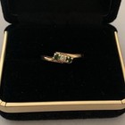 Vintage Dynasty 10k Solid Gold 3-stone White   Green Spinel Ring