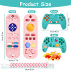 2pcs Silicone Baby Teething Toys  Remote Control Shape Teether   Pacifier Clip