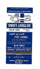 Detroit Lions Football - Pontiac Stadium    Matchcover           1976 Schedule