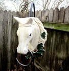 Vintage Large Cast Iron Horse Head Hand Painted Door Knocker Or Tie Ring - 11 