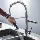 Chrome Kitchen Faucet Sink Mixer Pull Down Sprayer Single Handle Swivel Faucet