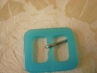 Vintage Aqua Blue Lucite Plastic Buckle 1 1 4 X 1 1 2 In 