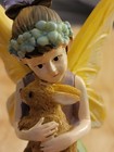 Fantasy Fairy Figurine Statue With Yellow Wings Holding Bunny Rabbit
