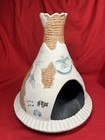 Native American Themed Terra Cotta Pottery Teepee Incense Candle Burner 12    Big
