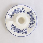 Vintage White Porcelain Nappy Taper Candle Holder With Blue Flowers