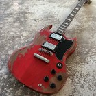 Ship From Usa Vintage Relic Red Sg Electric Guitar Chrome Parts Hh Pickups