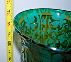 Antique Bohemian Emerald Green Glass Chalice Vase Gold Gilt Foliate 14 