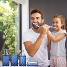 4 Pcs Blue Bathroom Accessories Set Soap Dispenser Toothbrush Holder