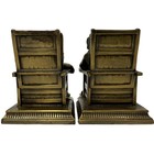 Vintage Brass Bookends Scholar Reading Books Figural Art Deco Style Pair Mcm
